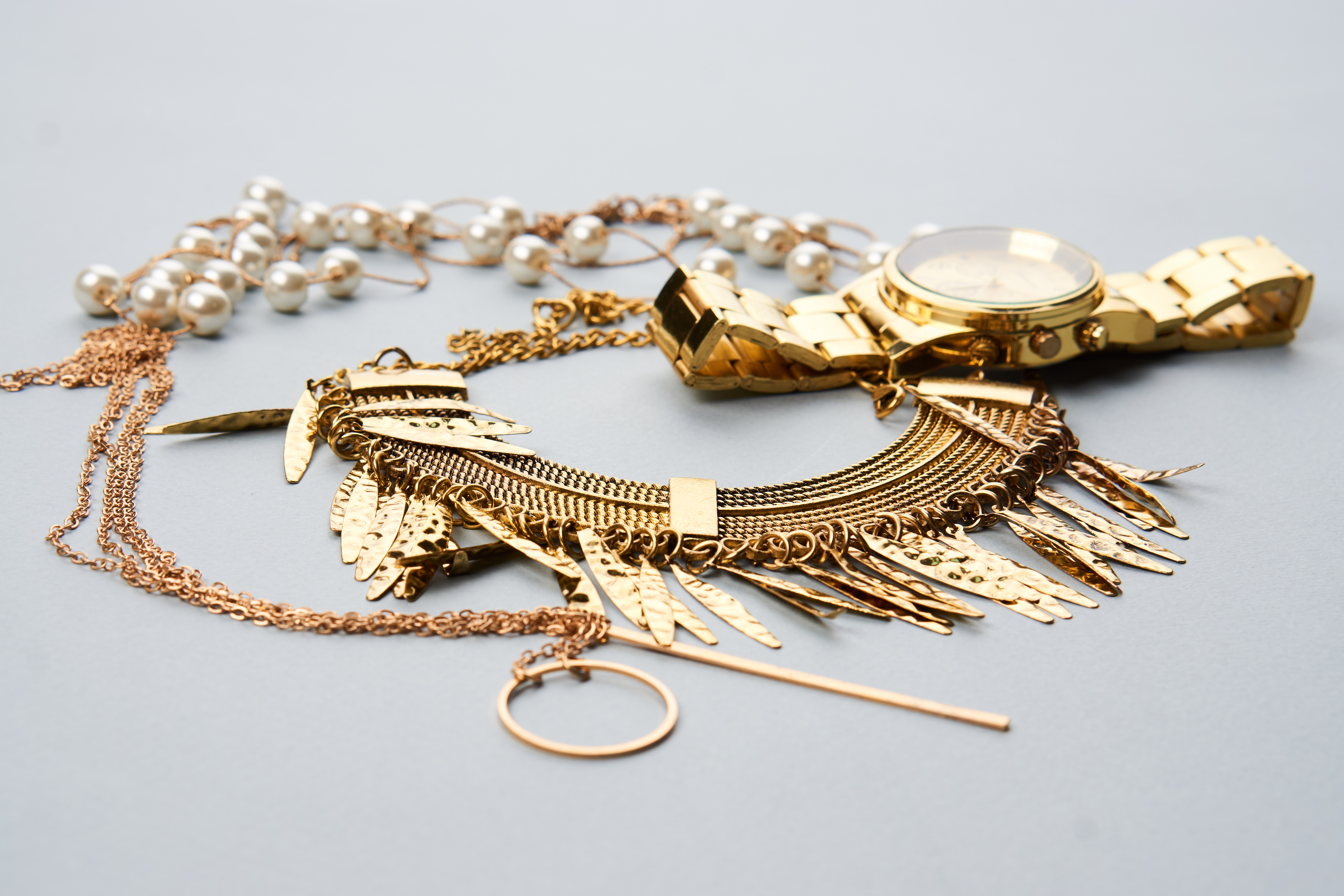 Gold jewelry close-up