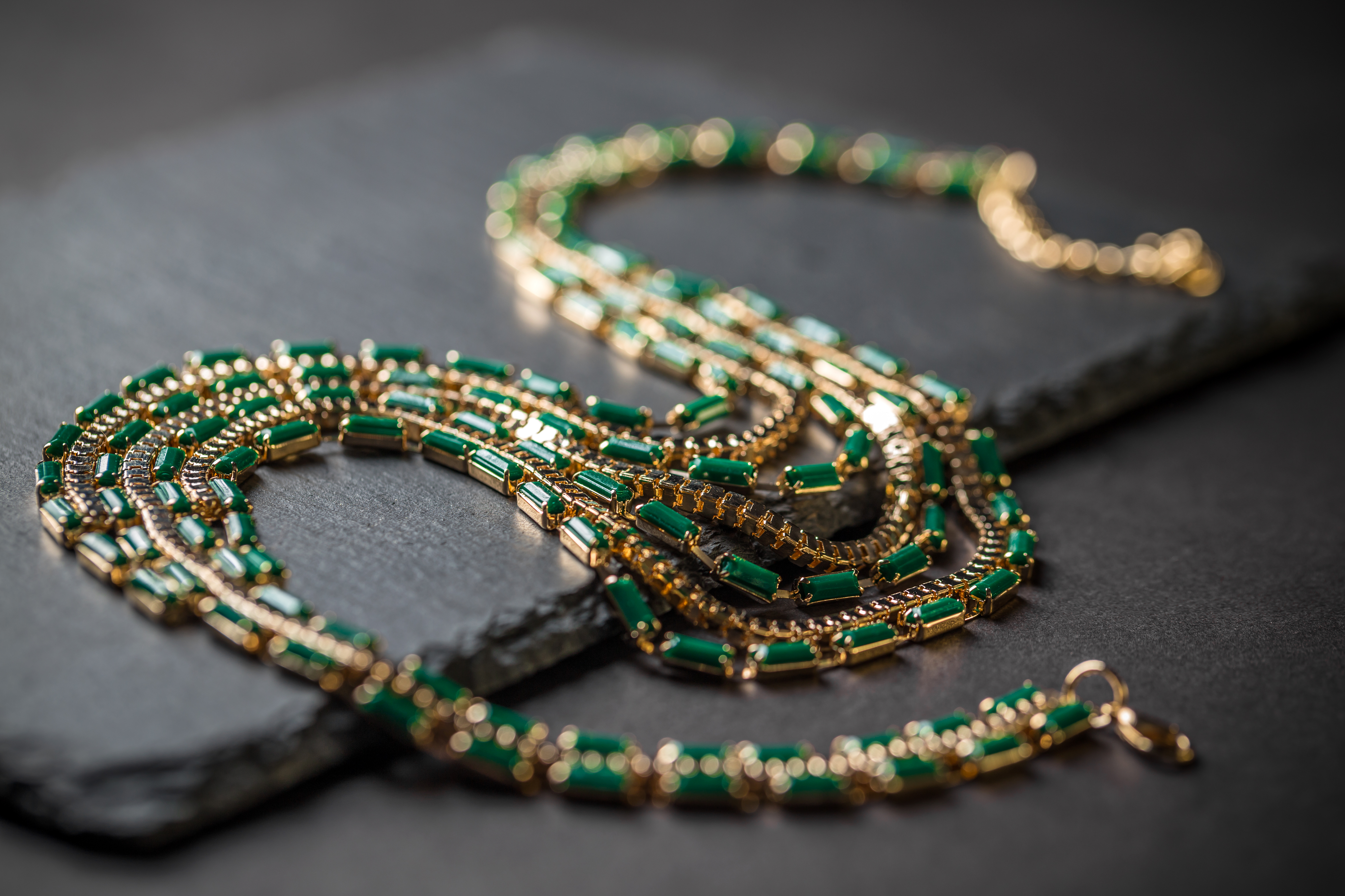 Gold necklace with stone accents