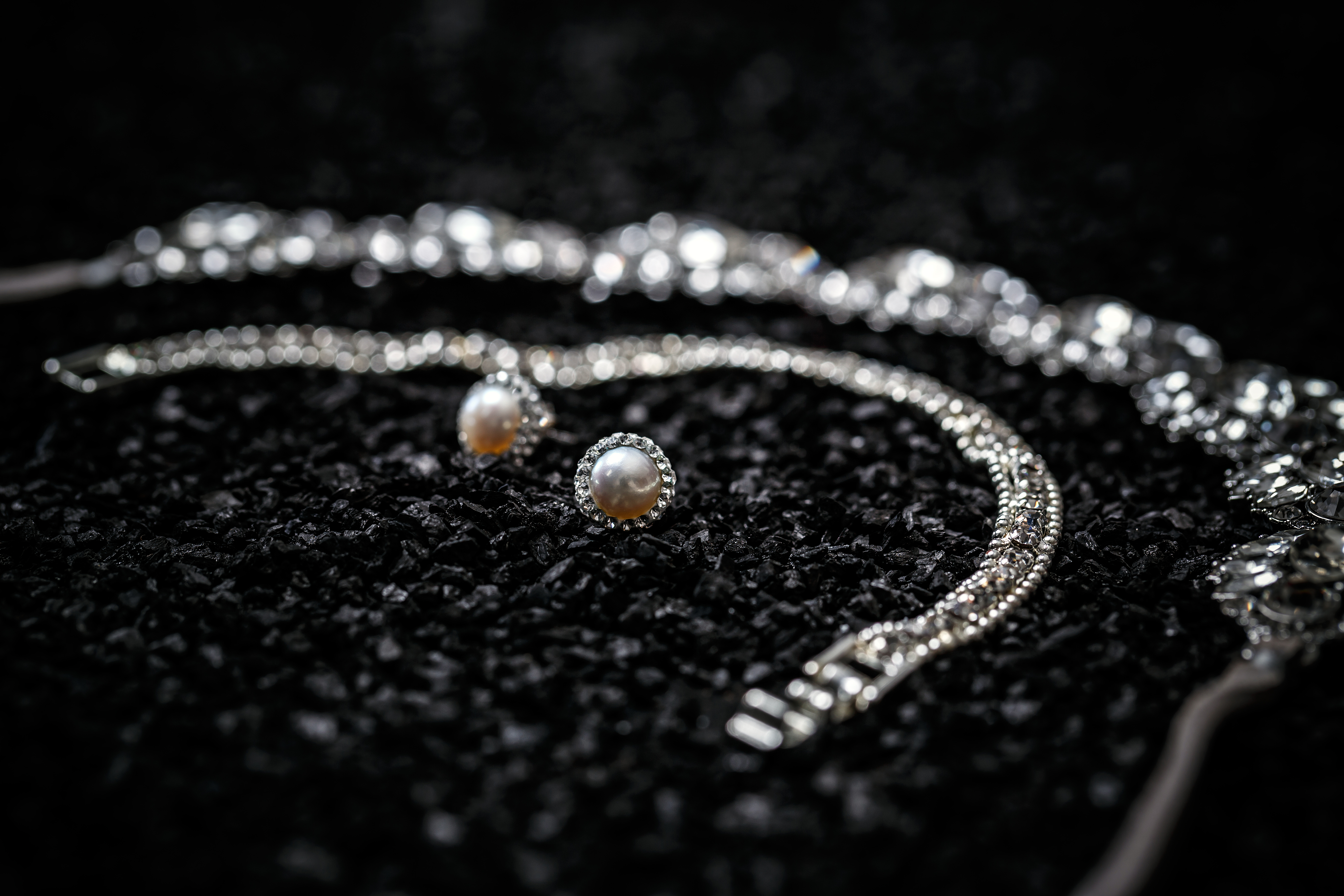 Pearl earrings and necklace
